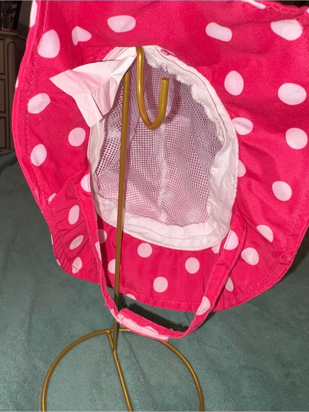Claire's Hot Pink Polka Dot Kids Sun Hat
